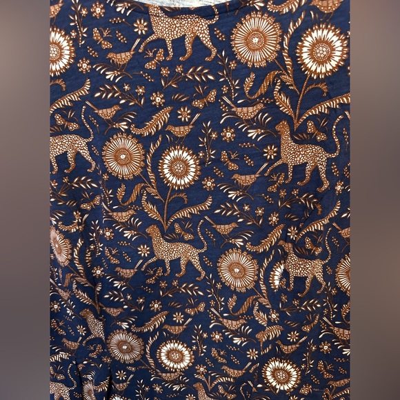 Boden Penny Jersey Nature Print Knee Length Dress, Navy Size 10R Pockets Classic - Picture 3 of 6